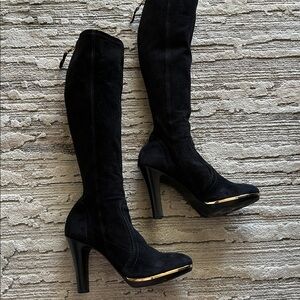 Tory Burch Suede Boots with Gold Accents
